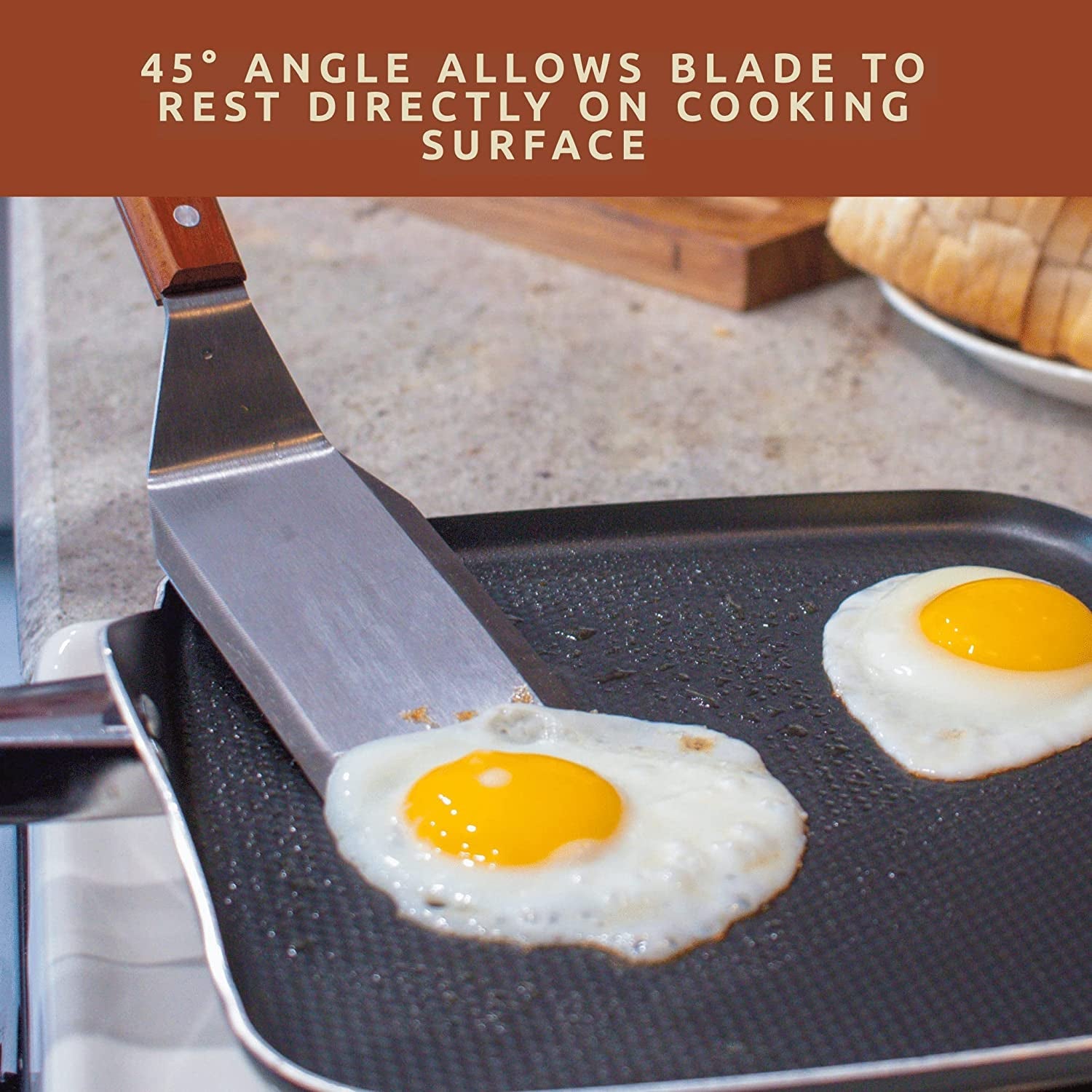 Bellemain Stainless Steel Spatula | Heavy Duty Spatula Turner with Beveled Edges & Hardwood Handle | Large Metal Spatula for Cast Iron Skillet. Flat Top Grill | Griddle Scraper | Hamburger Spatula - Image 5