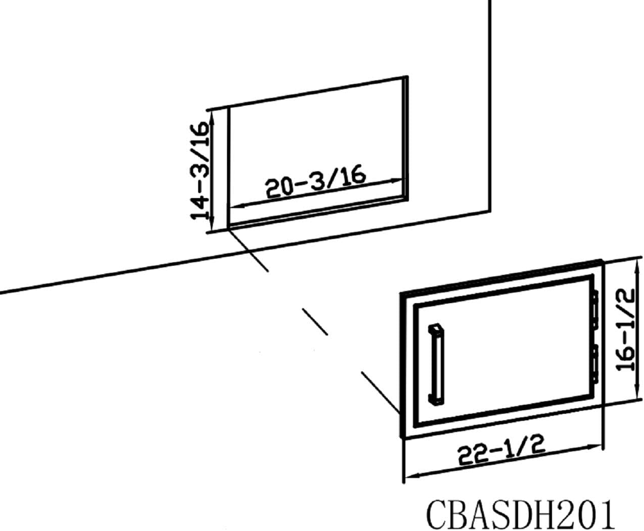 WHISTLER Outdoor Kitchen Single Access Door.20X14 Inch.304 Stainless Steel BBQ Grill Doors.Silver - Image 5
