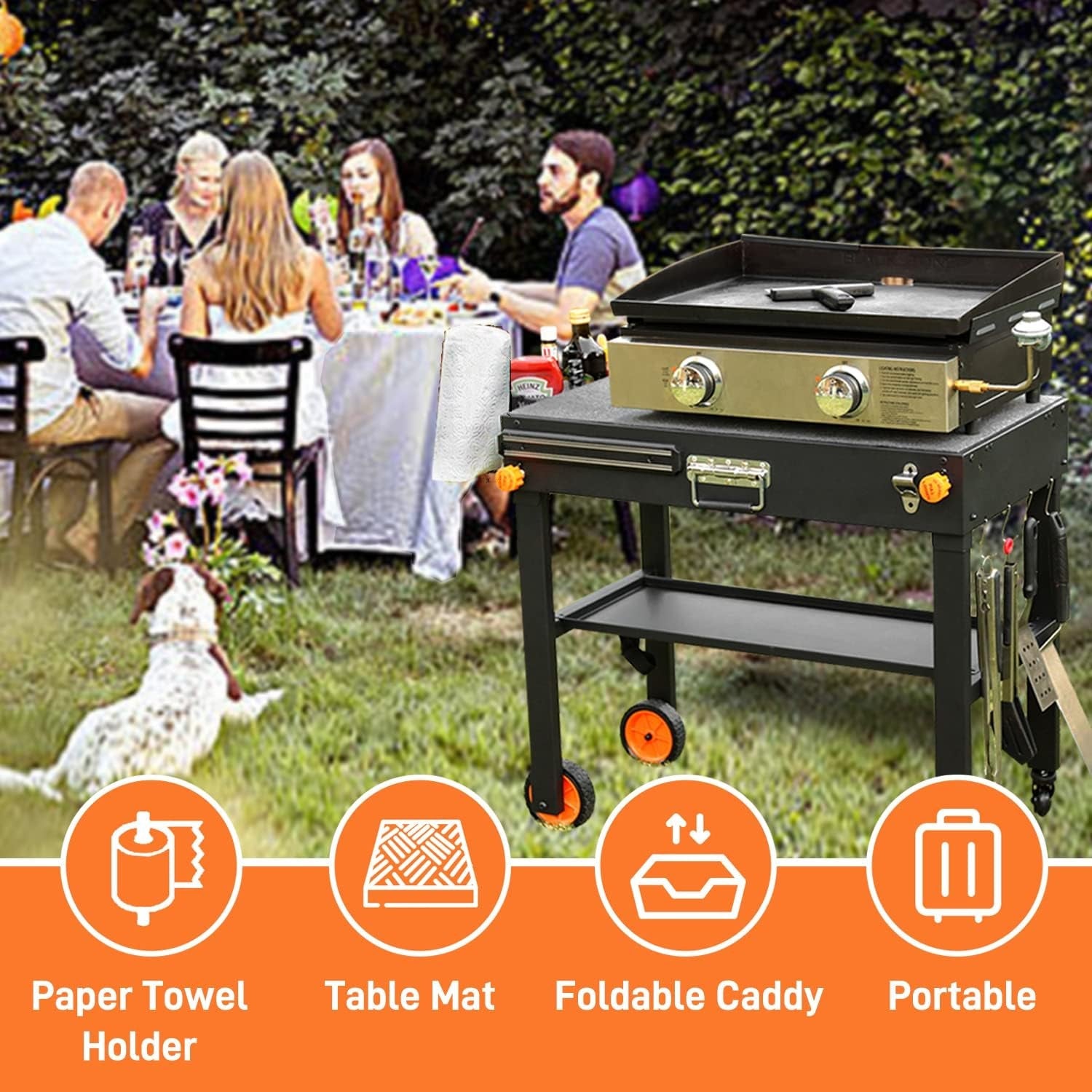 Grill Table for Blackstone Griddle. Portable Griddle Table with Caddy - Fit 17 or 22 Other Tabletop Grill. Foldable Ninja Grill Stand& Blackstone Griddle Stand for Outdoor Tailgating-Camping - Image 2