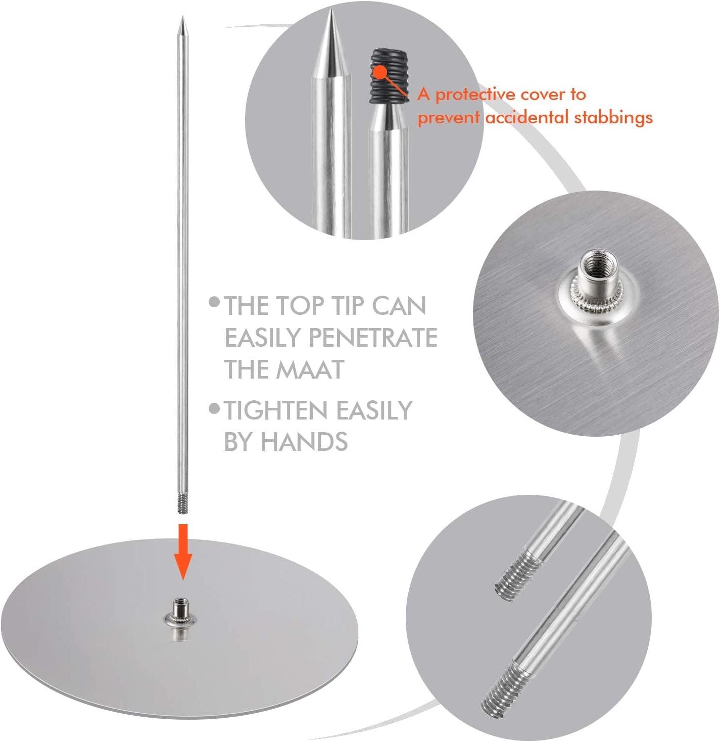 ZAUGONTW Vertical Skewer Grill - Stainless Removable Vertical Brazilian Barbecue Grilling Rack Meat Spit - Perfect for Steak. Whole Chickens. Whole Fish. Large Meat - Image 4