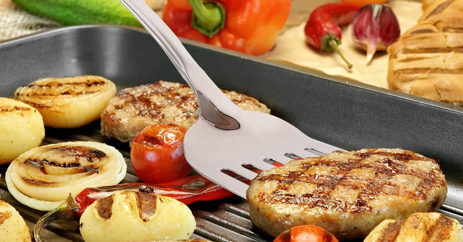 Zulay Kitchen Heavy Duty Stainless Steel Metal Spatula - 14.8 Stainless Steel Spatula for Cooking - Spatula Stainless Steel for Frying - Ergonomic Easy Grip Handle - Slotted Turner Grill Spatula - Image 8