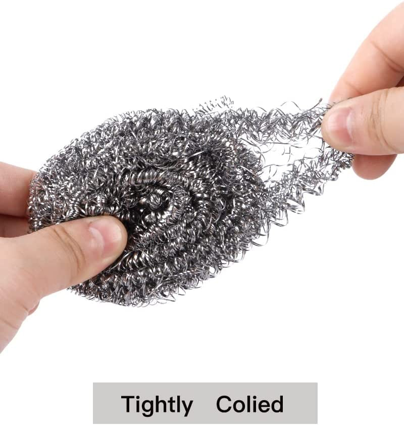 12Pcs Scourer Steel Wool Scrubber - Steel Wool for Cleaning Dishes Pans Pots Ovens Grills Stainless Steel Scrubber for Kitchen Sinks Cleaning Steel Wool Pads Metal Scrubber 12 Pack - Image 3