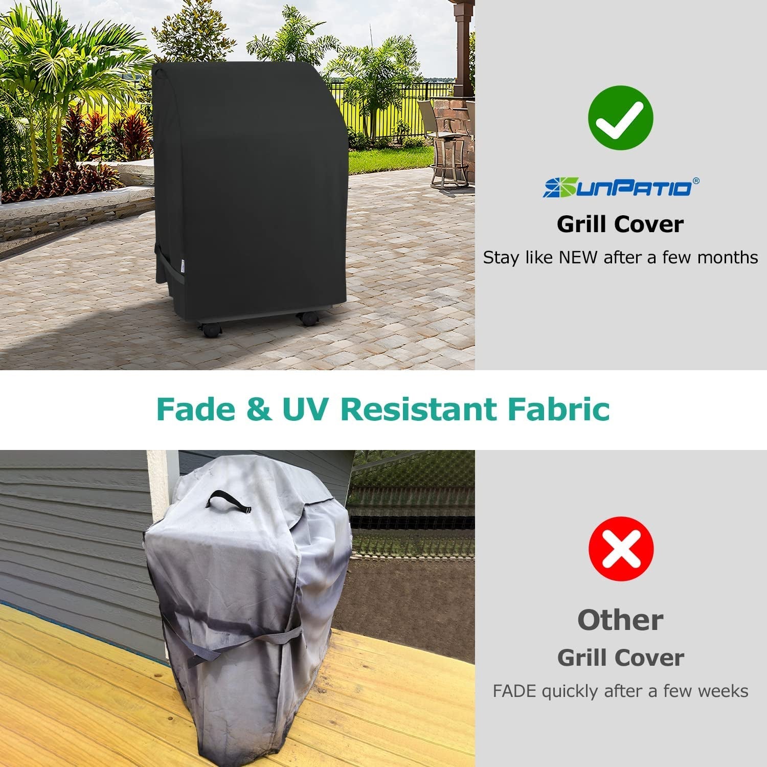 Sunpatio 2 Burner Gas Grill Cover 32 Inch. Heavy Duty Waterproof Small BBQ Grilling Cover. Compatible for Weber Char-Broil Nexgrill and More Grills with Collapsed Side Tables. All Weather Protection - Image 3
