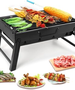 Uten Charcoal Grill. BBQ Grill Folding Portable Lightweight Smoker Grill. Barbecue Grill Small Desk Tabletop Outdoor Grill for Camping Picnics Garden Beach Party 17''X11.6''X 2.6''