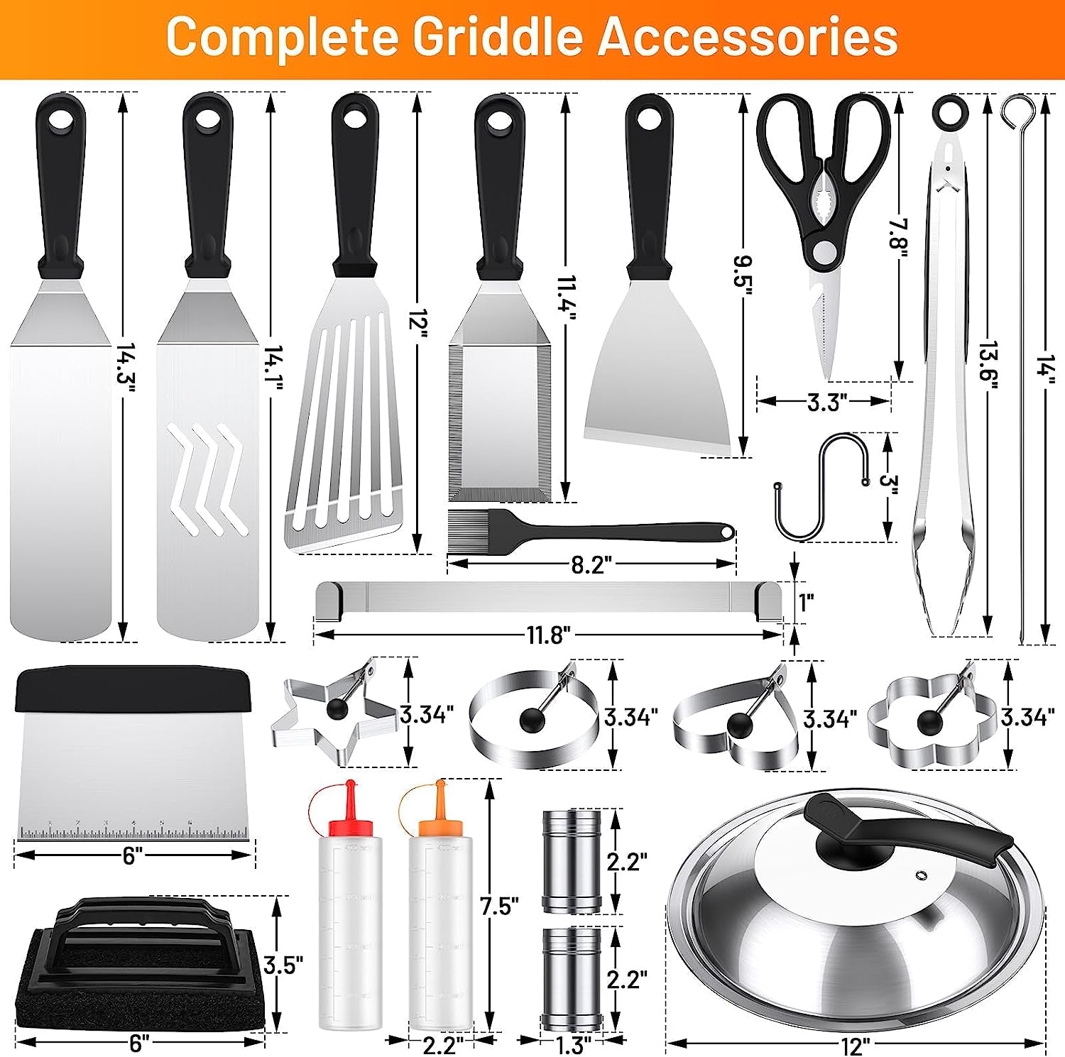Blackstone Griddle Accessories Kit.41Pcs Flat Top Grill Accessories Set for Blackstone and Camp Chef.Professional Stainless Steel Griddle Grill Tools Set for Outdoor BBQ Teppanyaki Camping - Image 2