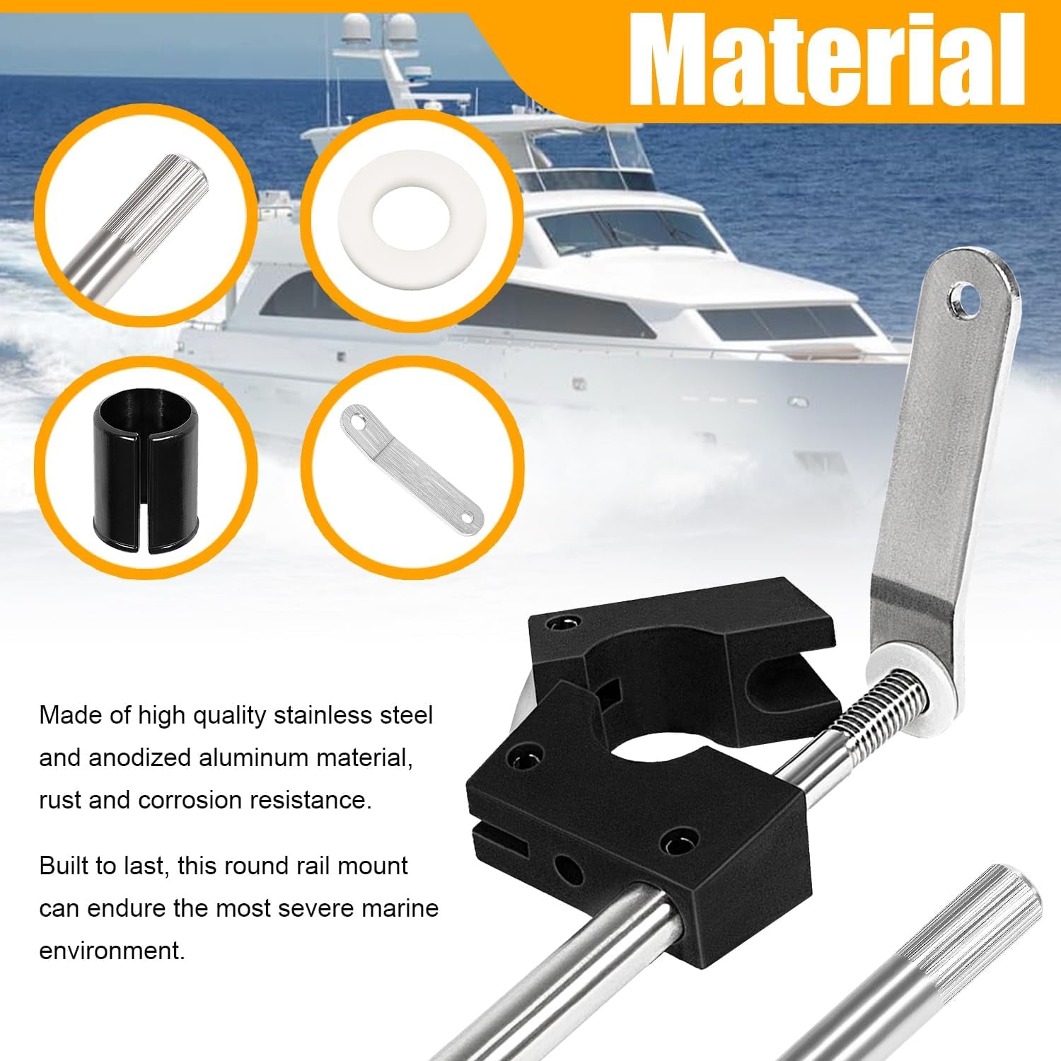 round Rail Grill Mounting Hardware Kit for Standard 7/8 or 1 Rails. Fit for All Magma Marine Kettles Grill. A10-080 - Image 5