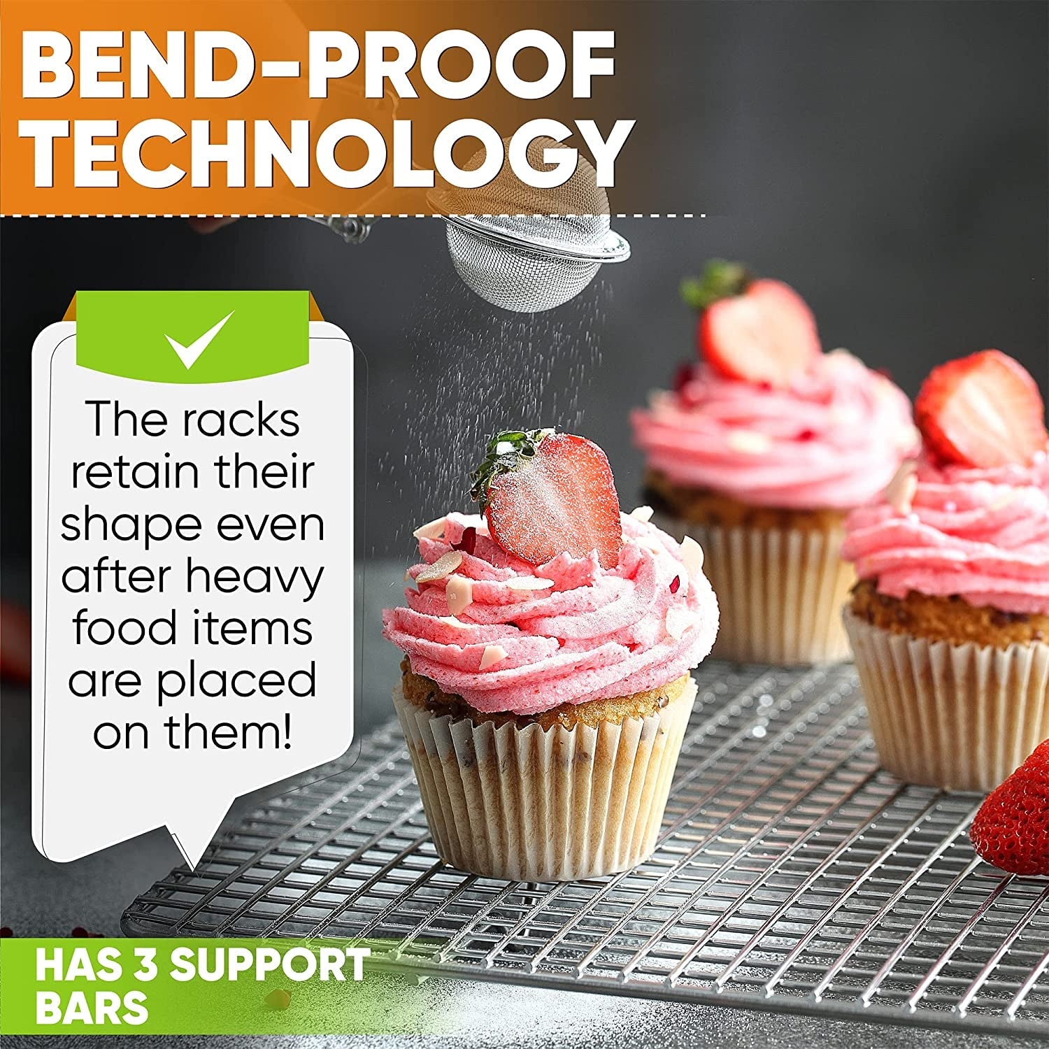 Spring Chef Cooling Rack & Baking Rack - 100% Stainless Steel Cookie Cooling Racks. Wire Rack for Baking. 11.8 X 17 Fits Half Sheet Roasting Pan for Bacon. BBQ - Cooling Racks for Cooking and Baking - Image 5