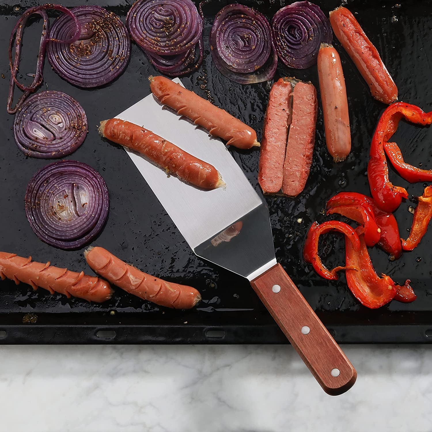 New Star Foodservice 36275 Wood Handle Grill Turner/Spatula. 12.5-Inch - Image 5