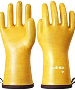 Wahoo Liquid Silicone Smoker Oven Gloves. Food-Contact Grade. Heat Resistant Gloves for Cooking. Grilling. Baking. Yellow. L/9