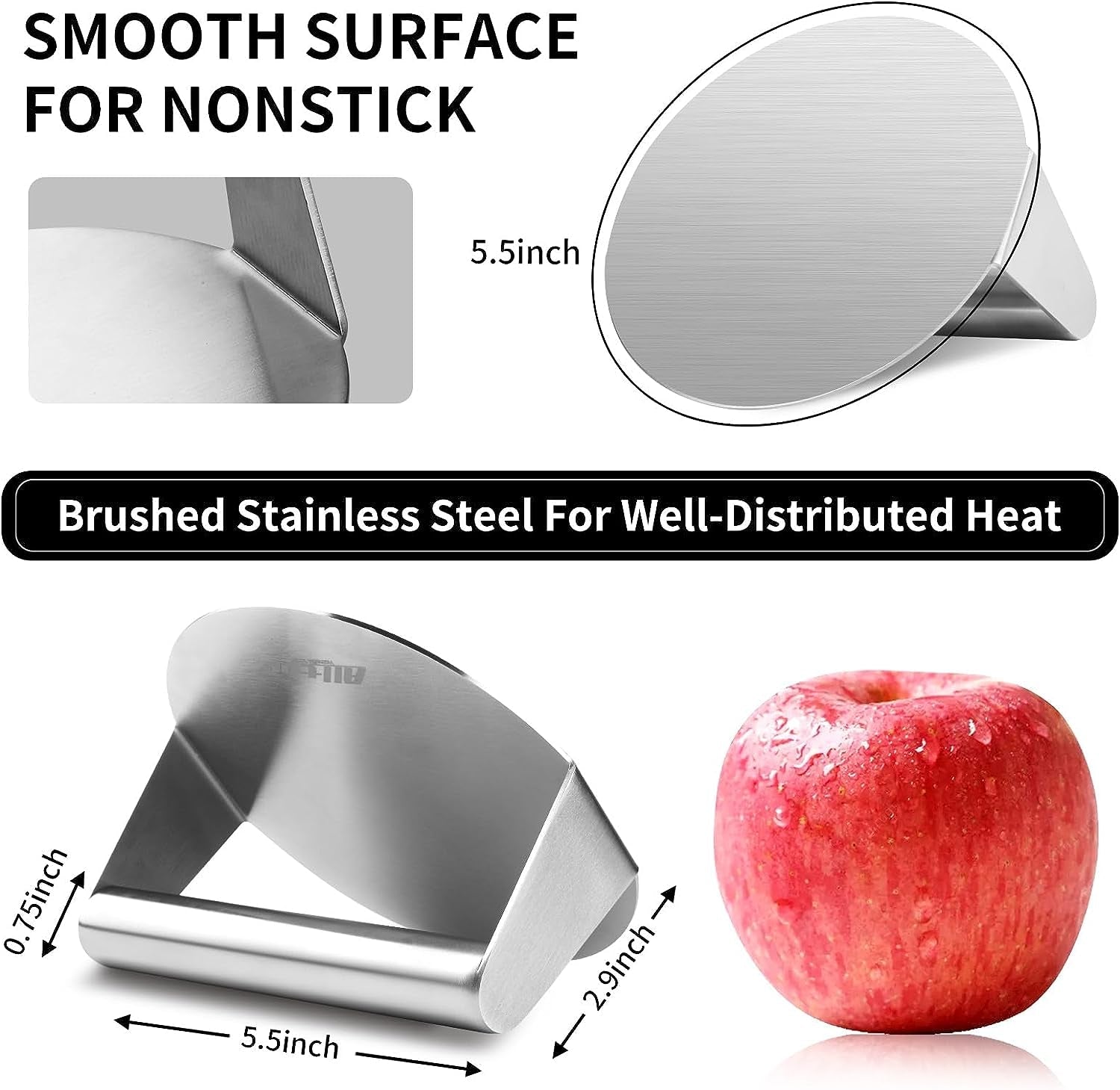 ALLTOP Smash Burger Press.Stainless Steel Non-Stick Smasher Hamburger Press -Patty Maker for Flat Top Griddle.Grill.Bbq - round Kitchen Tool (5.5 Inch) - Image 2