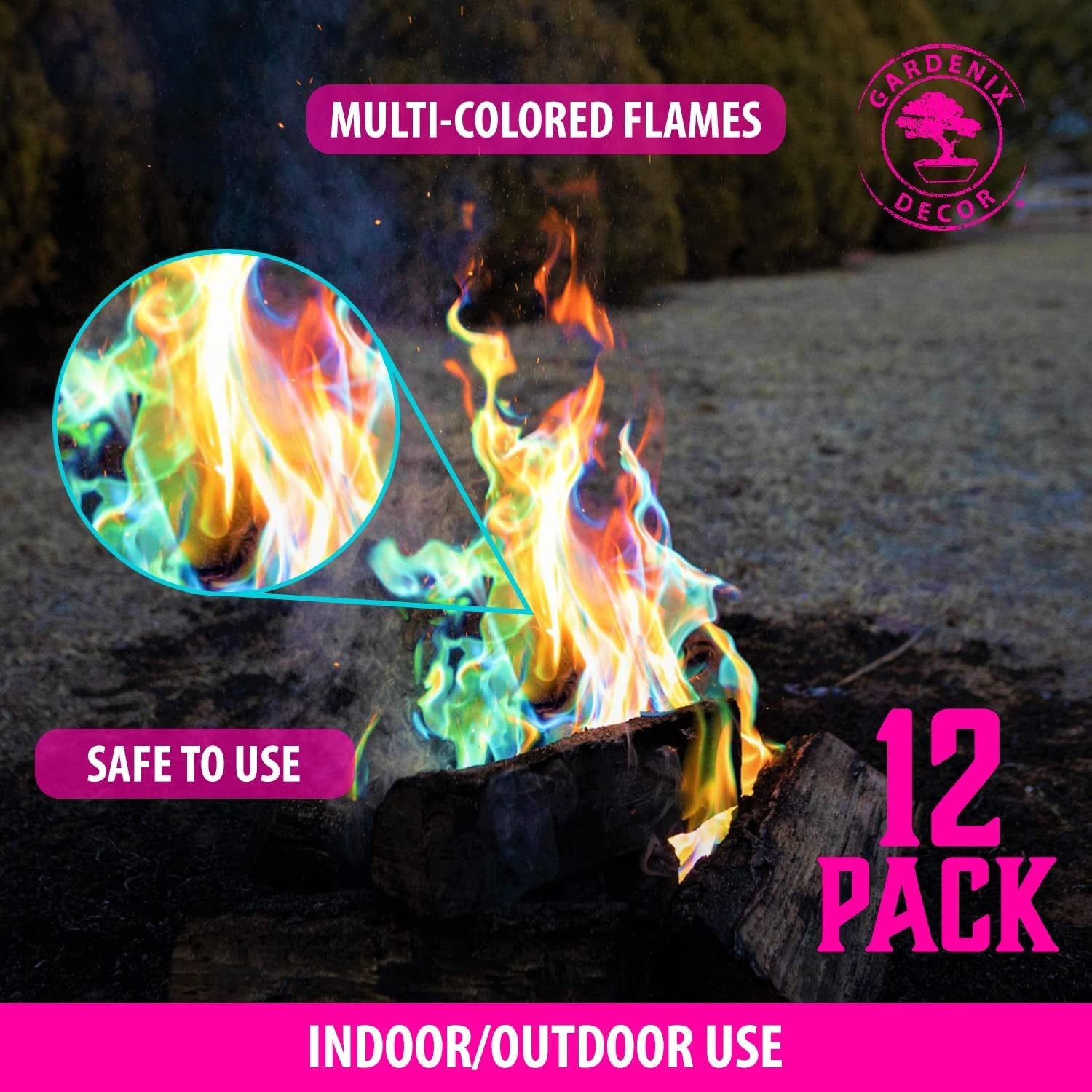 12 Pack Legendary Blaze Magical Flames Fire Color Changing Packets - Fire Pits and Campfire Accessories for All Seasons - Create Magic Colorful Fire with Color Flame Packs - Image 3