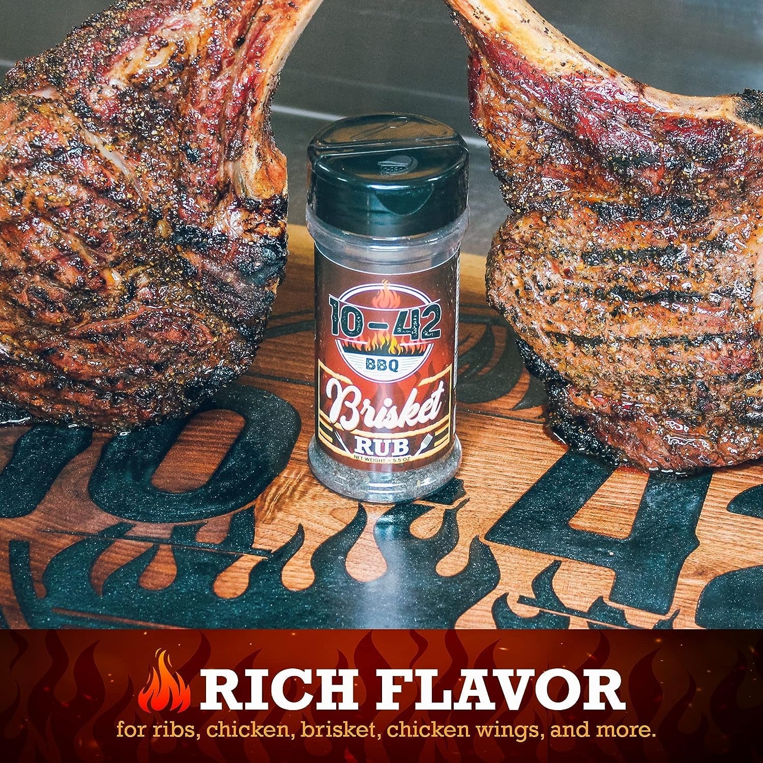 10-42 BBQ Brisket Rub | All-Natural Spice Seasoning for Steak. Rib. Beef Brisket | Barbecue Meat Seasoning Dry Rub | BBQ Rubs and Spices for Smoking and Grilling | No MSG. 5.5.Oz Bottle - Image 4