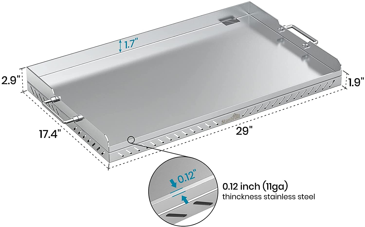 28 Inch Stainless Steel Flat Top Gas Grill Griddle Replacement for Blackstone 2-Burner Propane Fueled Grill Improved New Rear Grease Management System (Improved Version) - Image 2