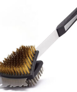 Double Sided Grill Cleaning Brush and Scraper. 16.5 BBQ Brush. Barbecue Cleaner with Stainless & Brass Bristles. Grilling Grate Cleaner. Safe Grill Accessories for Cast Iron/Stainless Steel Grate