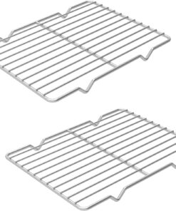 Linkidea Metal Grate Cooling Rack Pack of 2. Stainless Steel Baking Cooling Rack Rectangle 8'' X 10''. Oven Safe Grid Wire Racks for Roasting Disposable Pan