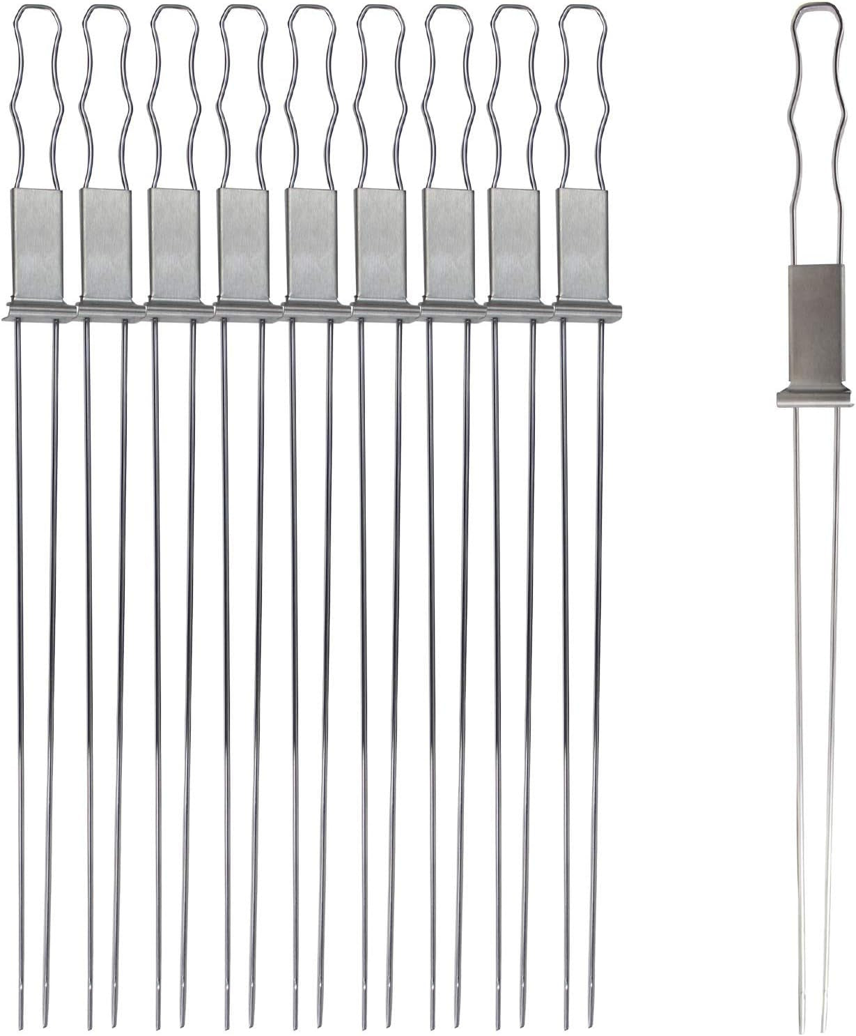 Blue Donuts 10 Pack Kabob Skewers for Grilling 17 Inch – Kabob Skewers with Push Bar. Stainless Steel Skewers with Comfortable Handle Grip. BBQ Grilling Accessories - Image 2