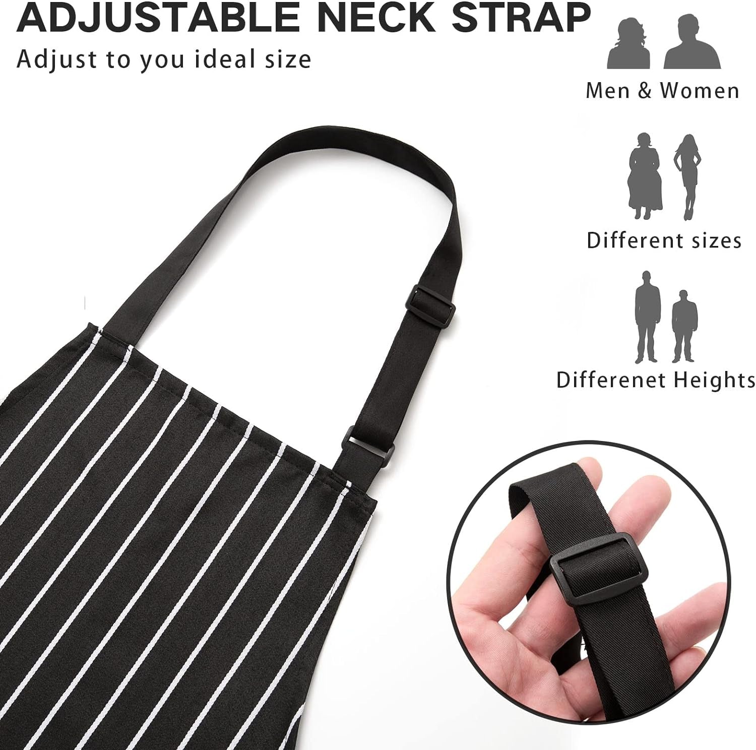 2 Pack Adjustable Bib Apron with 2 Pockets Chef Cooking Kitchen Restaurant Aprons for Women Men - Image 3