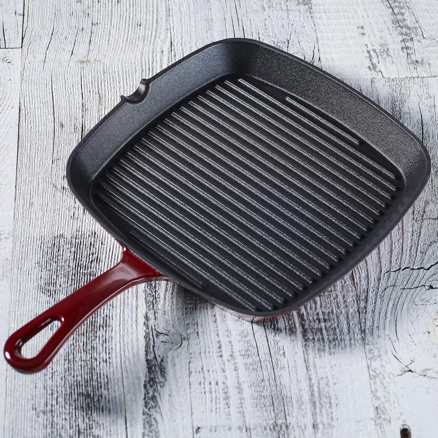 CI30-23CR Chef'S Classic Enameled Cast Iron 9-1/4-Inch Square Grill Pan. Cardinal Red - Image 3