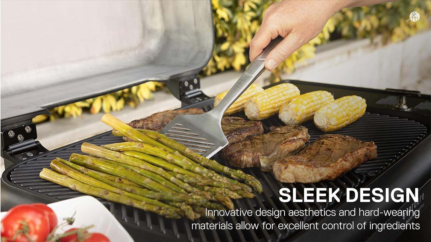 Everdure BBQ Tool Kit - 3 Pack. Brushed Stainless Steel Tongs. Spatula and Fork with Soft Grip Handles and Leather Straps. Barbeque Grill Accessories and Cooking Utensils Set - Image 3