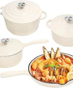 1 Piece Random Nonstick Enameled Cast Iron Pan/Pot (4 Styles: 10.25 Skillet/2Qt Saucepan/2.8Qt/4.8Qt Dutch Oven) – Healthy round Pot for Sourdough Bread Baking on All Stovetops. Mystery Cookware Box