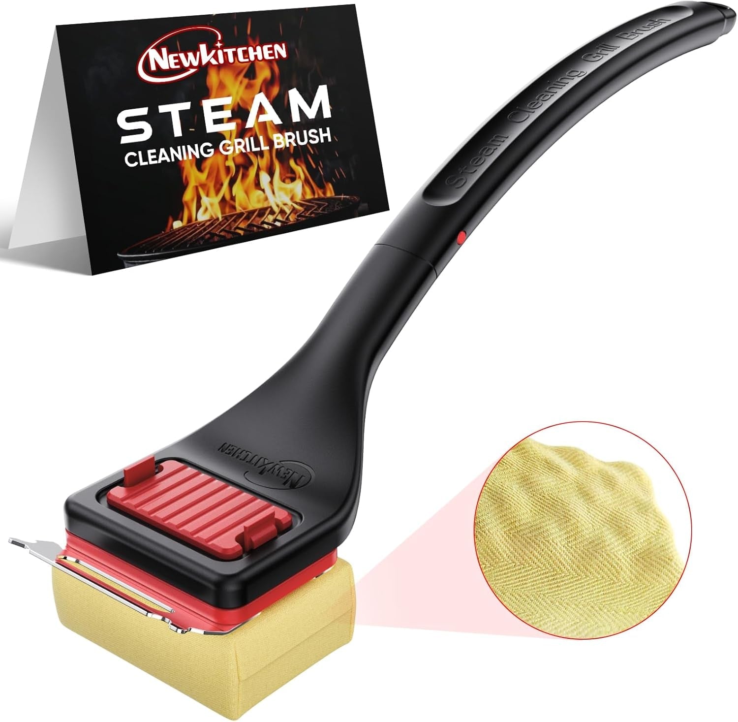 Grill Brush Bristle-Free Steam Cleaning. BBQ Brush Replaceable Heat-Resistant Kevlar Head with Grill Scraper Safe Barbecue Grill Cleaner - Image 9
