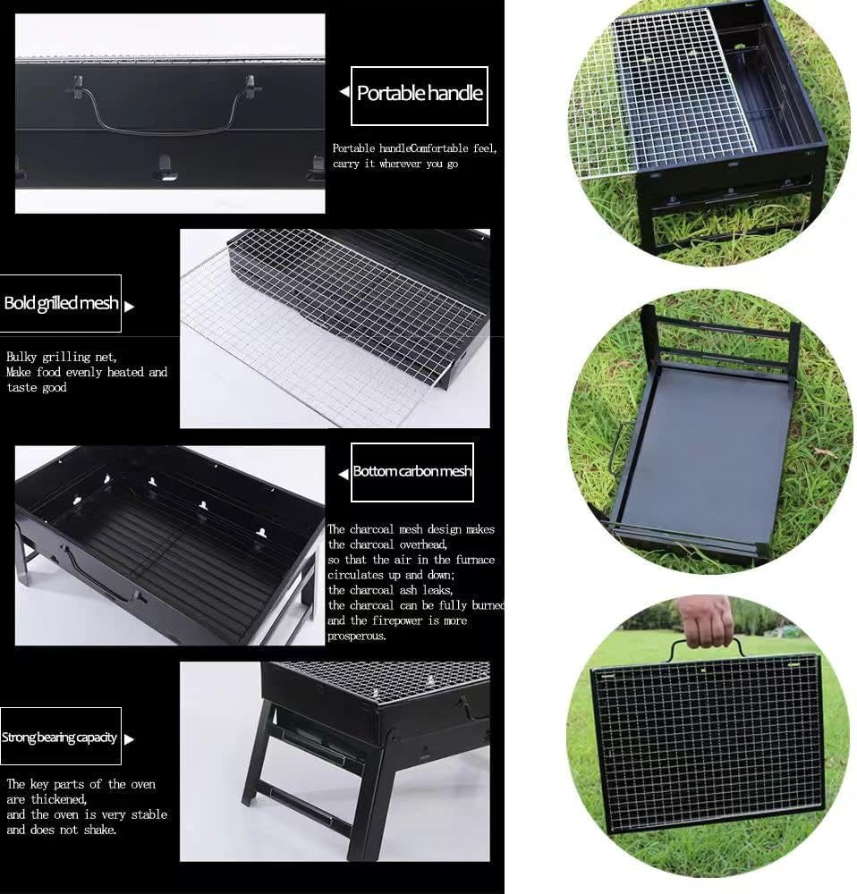 Folding Portable Barbecue Charcoal Grill. Barbecue Desk Tabletop Outdoor Stainless Steel Smoker BBQ for Outdoor Cooking Camping Picnics Beach - Image 5