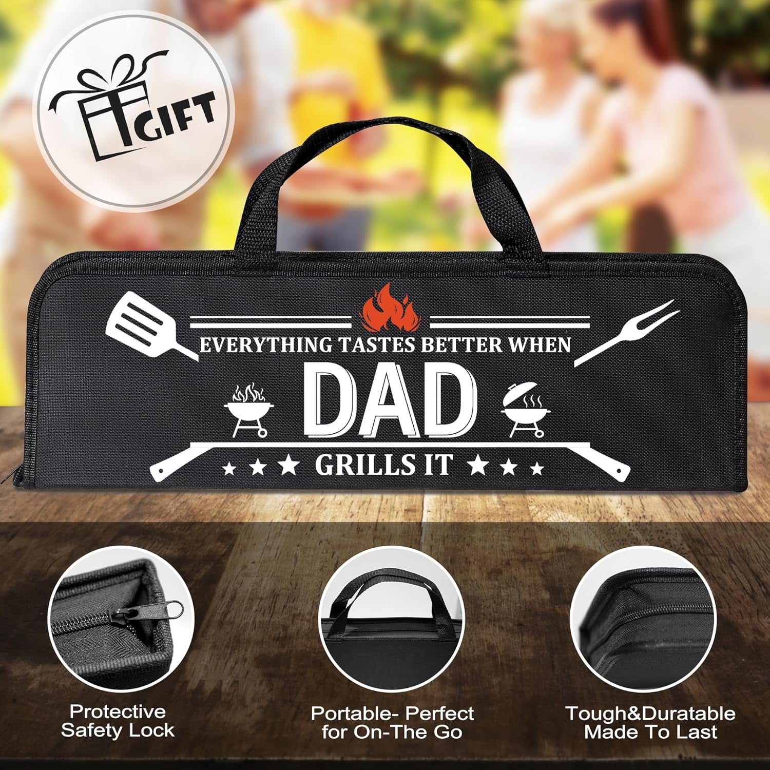 Fathers Day Dad Gifts from Daughter. Grilling Accessories. Heavy Duty Stainless Steel Grill Set BBQ Grill Tools for Outdoor Grill with Aluminum Case. Camping Grill Utensils Set Ideal Grilling Gifts - Image 5