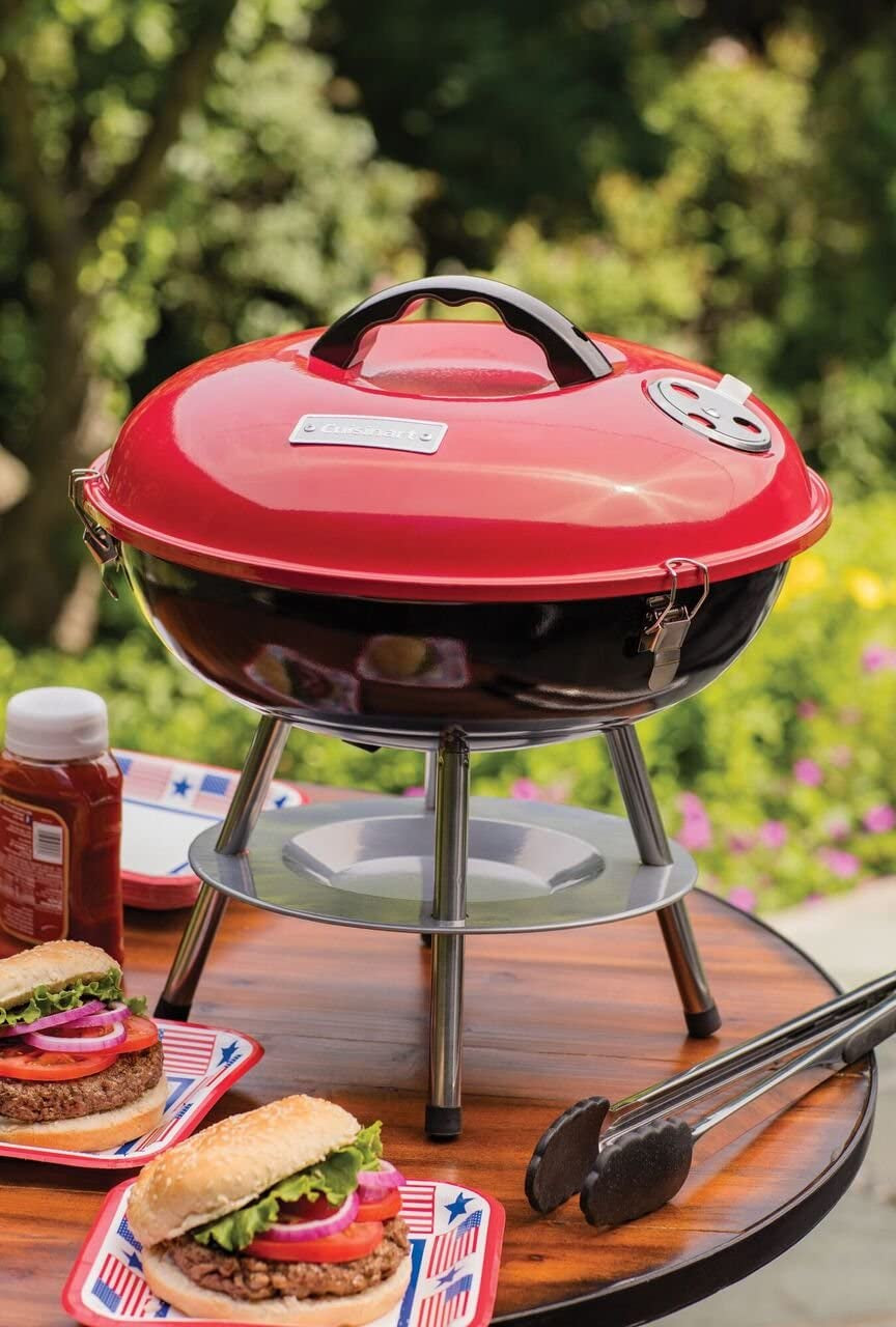 CCG190RB Inch BBQ. 14 X 14 X 15. Portable Charcoal Grill. 14 (Red) - Image 2