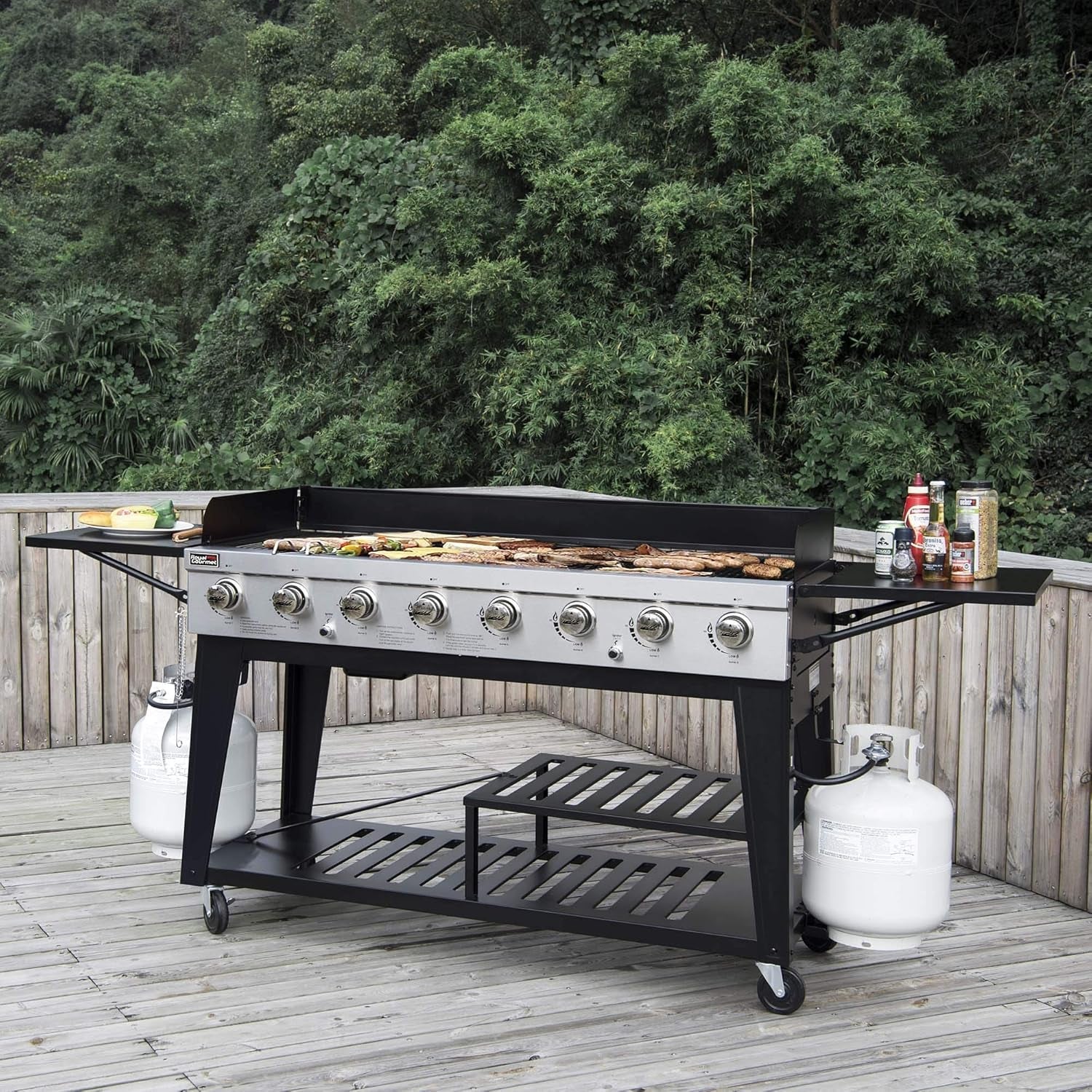 Royal Gourmet 8-Burner Gas Grill. 104.000 BTU Liquid Propane Grill. Independently Controlled Dual Systems. Outdoor Party or Backyard BBQ. Black - Image 5