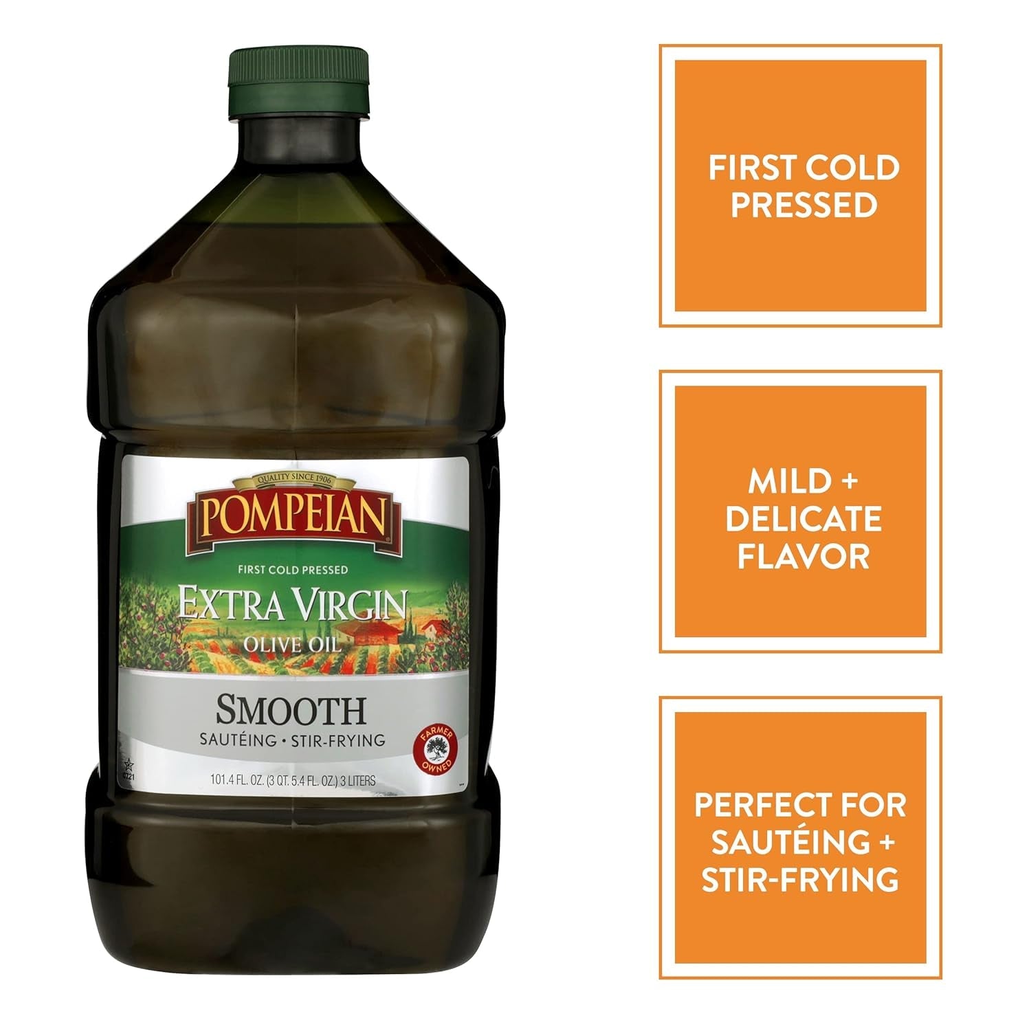 Pompeian Smooth Extra Virgin Olive Oil. Contains Polyphenols. First Cold Pressed. 101 Fl Oz - Image 3