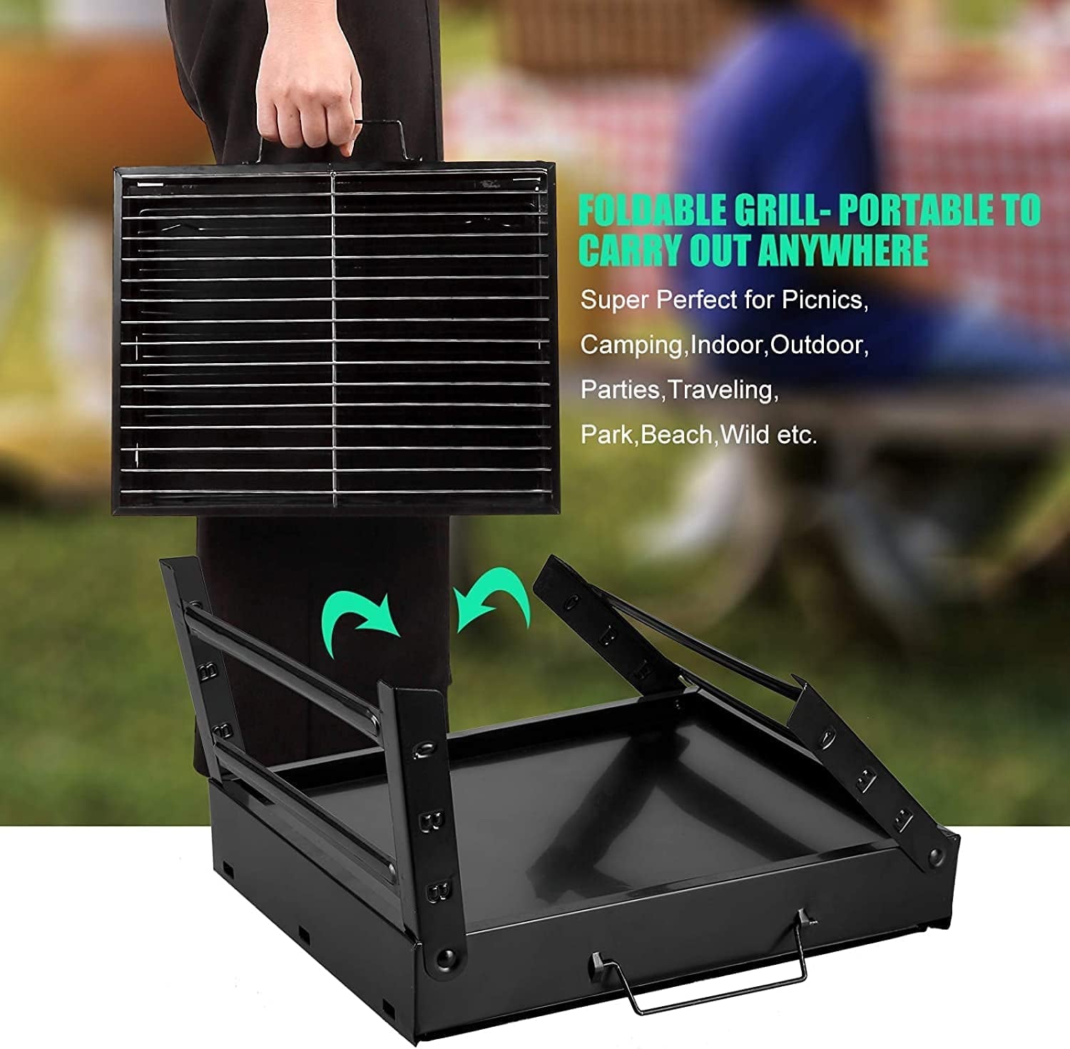 Barbecue Grill Portable BBQ Charcoal Grill Smoker Grill for Outdoor Cooking Camping Hiking Picnics Backpacking - Image 6