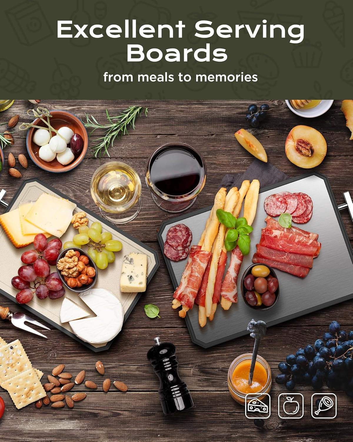 SNOWCLAD Stainless Steel Cutting Board.Double Sided Steel Cutting Boards for Kitchen.Stainless Steel/Wheat Straw Pp Large Board for Meat.Non Toxic Chopping.16 * 11 Inch.Dishwasher Safe - Image 2