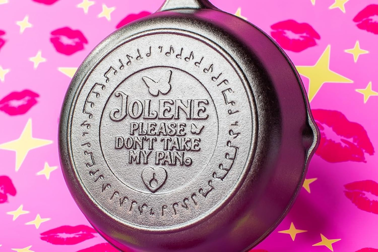 Lodge 8 Inch Dolly Parton Pre-Seasoned Cast Iron Stamped Skillet - Signature Teardrop Handle - Use in the Oven. on the Stove. on the Grill. or over a Campfire - Jolene - Image 2