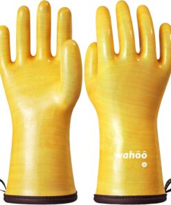 Wahoo Liquid Silicone Smoker Oven Gloves. Food-Contact Grade. Heat Resistant Gloves for Cooking. Grilling. Baking. Yellow. M/8