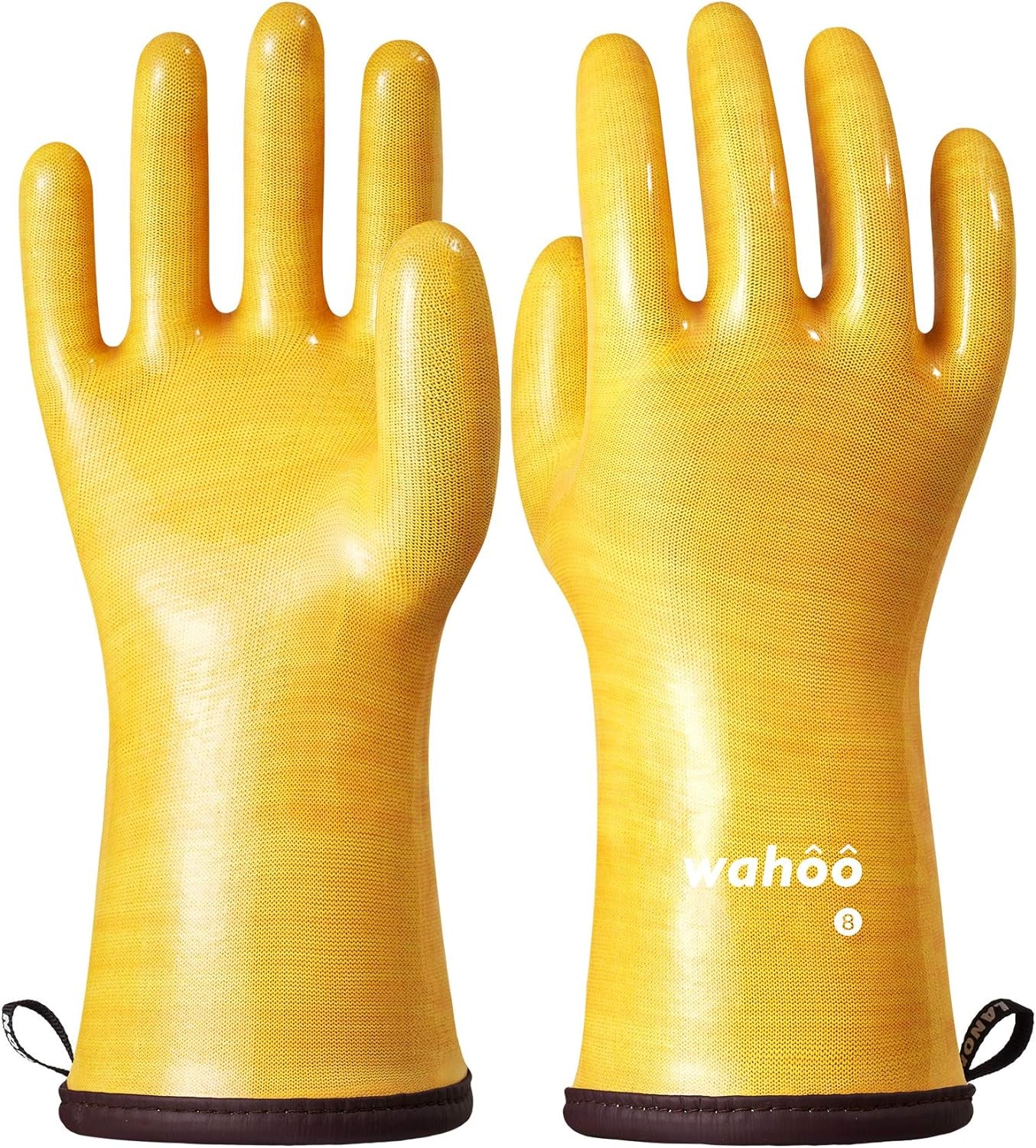 Wahoo Liquid Silicone Smoker Oven Gloves. Food-Contact Grade. Heat Resistant Gloves for Cooking. Grilling. Baking. Yellow. M/8
