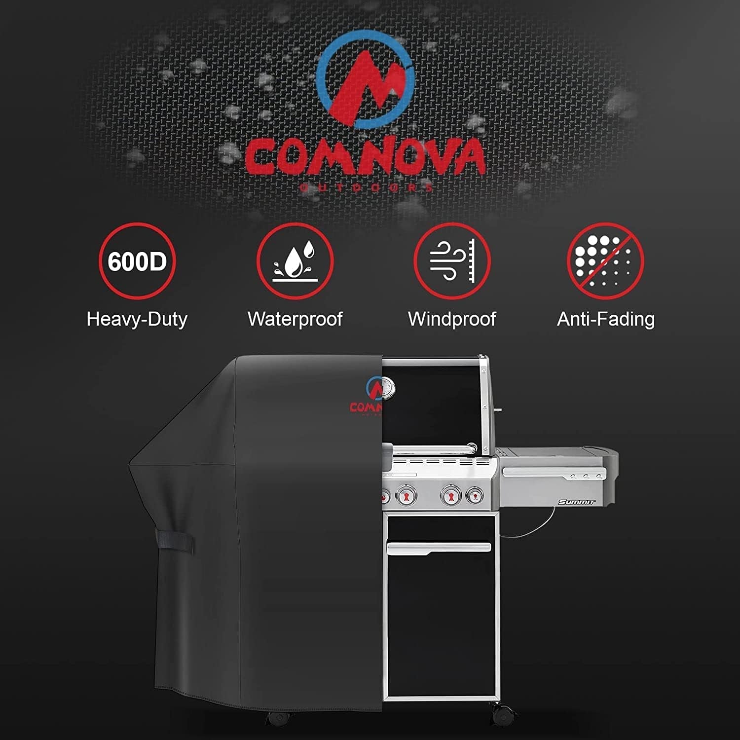 Comnova Grill Cover 82 Inch - 600D BBQ Cover for Outdoor Grill Heavy Duty and Waterproof. Large Barbecue Gas Grill Covers for Weber. Char-Broil. Nexgrill. Monument. Dyna-Glo. Brinkmann and More - Image 5