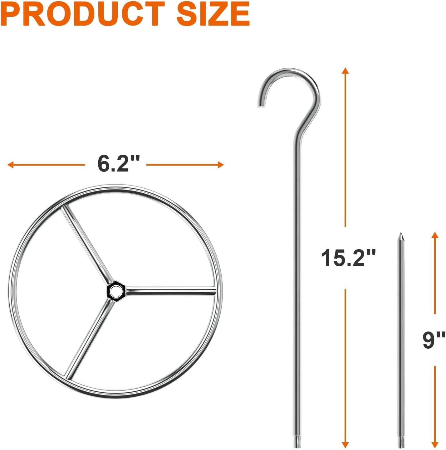 Vertical Skewer Turkey Fryer Stand Kit. Al Pastor Skewer with Removable Size Spikes (1 Base. 1 Skewers and 1 Chicken Hangers). Turkey Hanger Chicken Rack for Grill Meat. Stainless Steel - Image 2