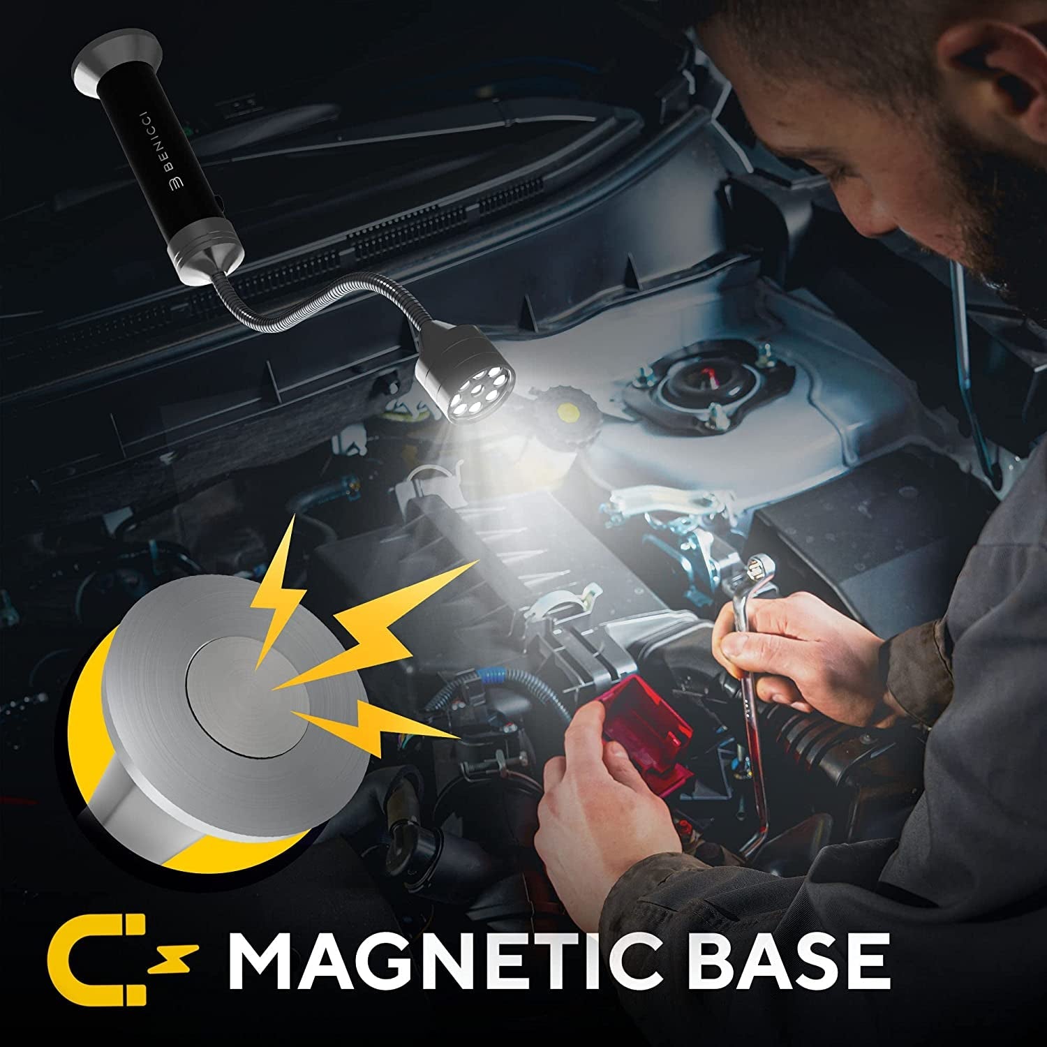 Flexible LED BBQ Grill Lights Set of 2 - the Perfect Grilling Accessories Light with 360-Degree Magnetic Base and Gooseneck - 100% Portable Weatherproof Outdoor Lamp W/ 6 Batteries Included - Image 8