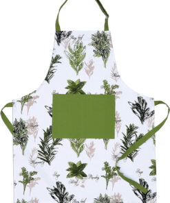Herb Garden Apron | 27.5 X 33 Inches | 100% Natural Cotton | Womens Apron for Cooking. Baking. Gardening | Convenient Pockets and Adjustable Strap at Neck & Waist Ties