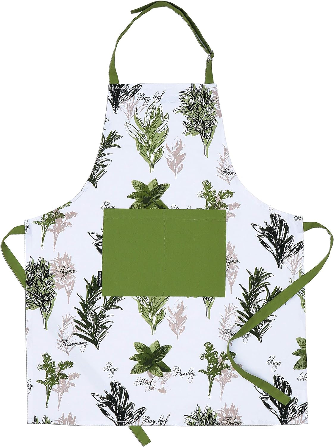 Herb Garden Apron | 27.5 X 33 Inches | 100% Natural Cotton | Womens Apron for Cooking. Baking. Gardening | Convenient Pockets and Adjustable Strap at Neck & Waist Ties