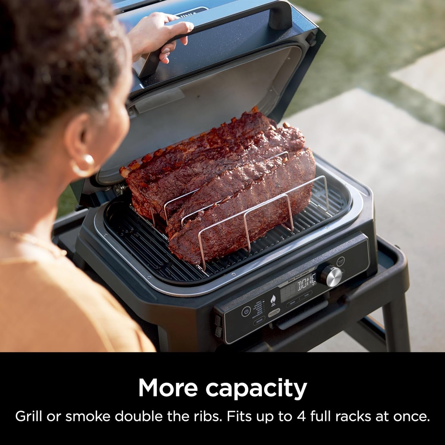 Ninja XSKRACKXL Woodfire Rib Rack. Compatible with OG800 and OG900 Series. Smokes 4 Full Racks of Ribs. Elevates Ribs for All-Around Airflow. Even Bark. Steel. Silver - Image 3