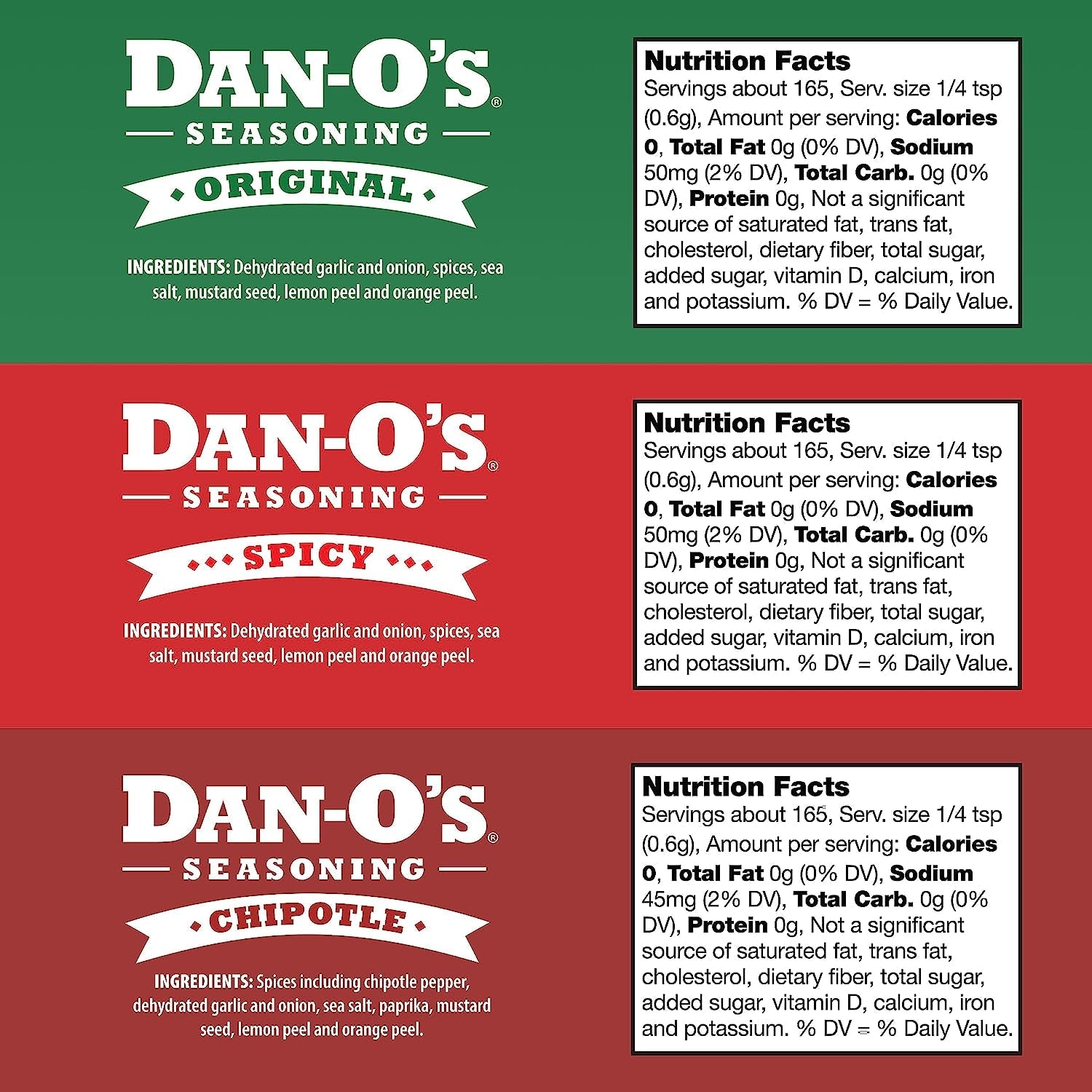 Dan-O'S Seasoning Small 3 Bottle Combo | Original. Chipotle. & Spicy | 3 Pack (3.5 Oz) - Image 2