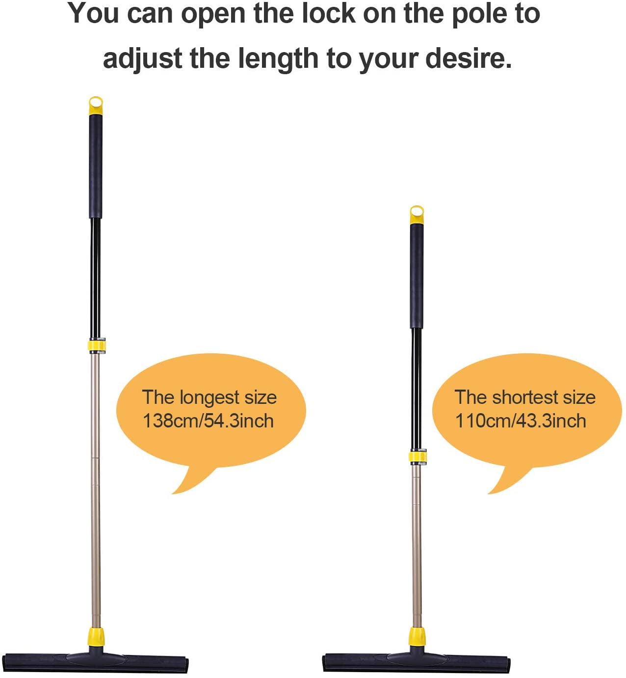 Yocada Floor Squeegee Scrubber Adjustable Telescopic Pole Heavy Duty Household Broom EVA Foam Blade for Garage Courtyard Shower Bathroom Floor Marble Glass Tile Water Foam Cleaning - Image 2