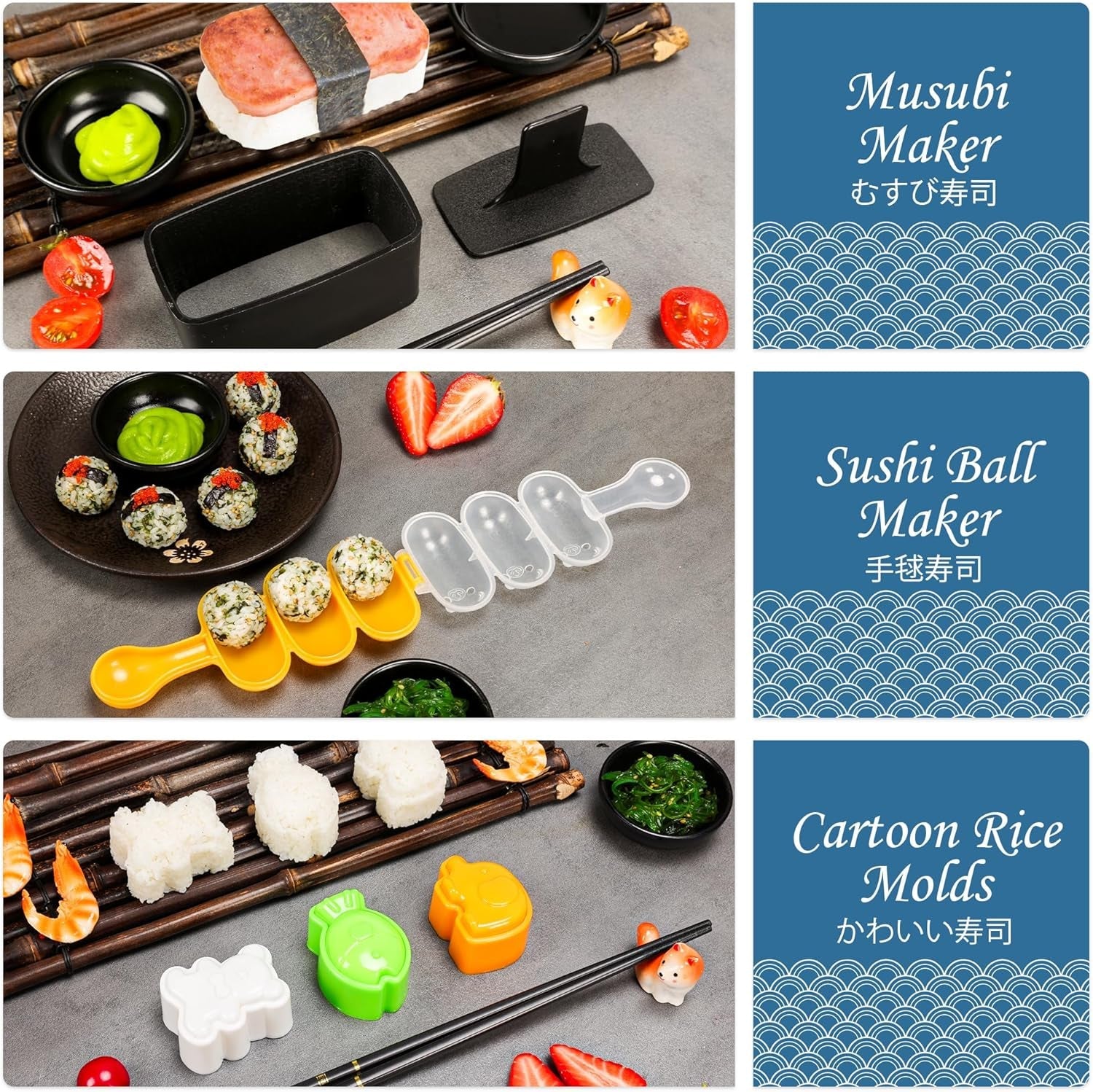 FUNGYAND Sushi Making Kit – 32‑in‑1 Set with Bazooka Roller. Nigiri Press. Bamboo Mats. Rice Molds & More - Image 4