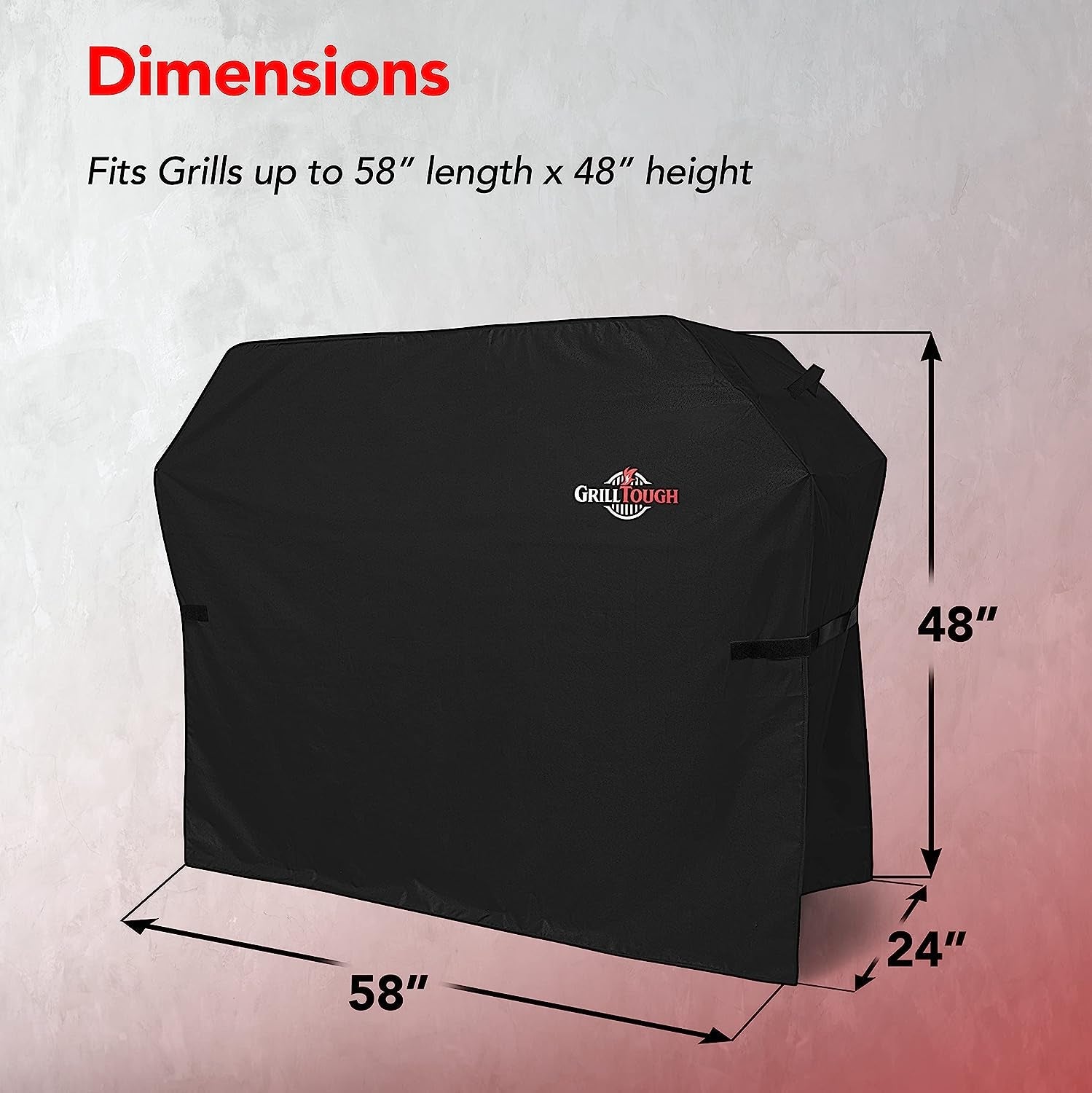 Heavy Duty BBQ Grill Cover for Outdoor Grill. 58 Inch – Waterproof. Weather Resistant. UV & Fade Resistant with Adjustable Straps Gas Weber. Genesis. Charbroil. Etc. Black - Image 5