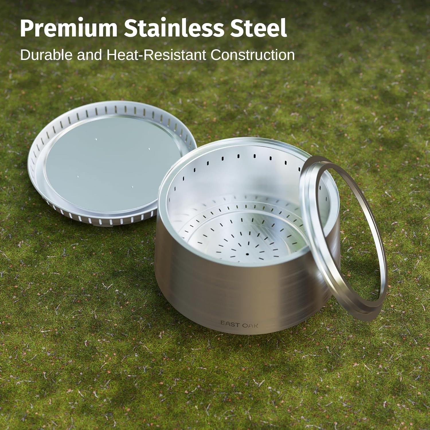 EAST OAK Fuoco Smokeless Fire Pit 21'' for Patio and Outdoor. Stainless Steel Firepit Wood Burning Fireplace with Carrying Bag. Portable Outdoor Fire Pit with Stand & Removable Ash Pan for Outside - Image 6