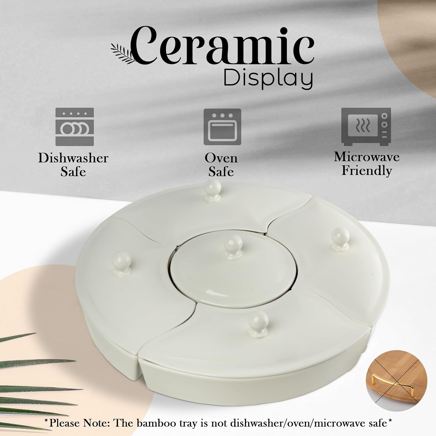 Oui Raquel Chip & Dip Lazy Susan – 13.5 Divided Appetizer Serving Tray & Platter - Image 5