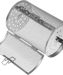 Angoily Oven Crisper Basket Rotating Grilled Cage Drum Oven Basket Kitchen Rolling Grill Basket Oven Roast Basket Roast Baking Cage for Barbecue Camping Outdoor Supplies Rotisserie Grill Basket