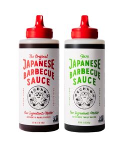 Bachan'S Variety Pack Japanese Barbecue Sauce. (1) Original (1) Yuzu. BBQ Sauce for Wings. Chicken. Beef. Pork. Seafood. Noodles. and More. Non GMO. No Preservatives. Vegan. BPA Free