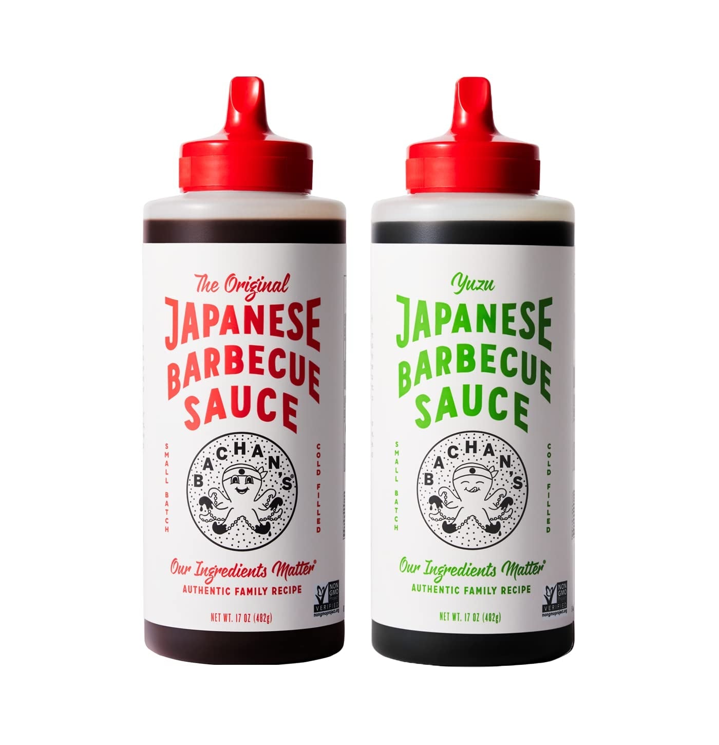 Bachan'S Variety Pack Japanese Barbecue Sauce. (1) Original (1) Yuzu. BBQ Sauce for Wings. Chicken. Beef. Pork. Seafood. Noodles. and More. Non GMO. No Preservatives. Vegan. BPA Free